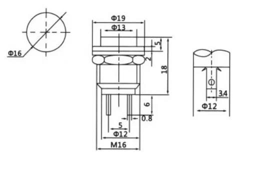 5 Stuks DS-212 Cirkelvormig Sinds De Reset Ontgrendeld Kleine Drukknop Schakelaar 16Mm Elektronische Kraanschaal Startschakelaar