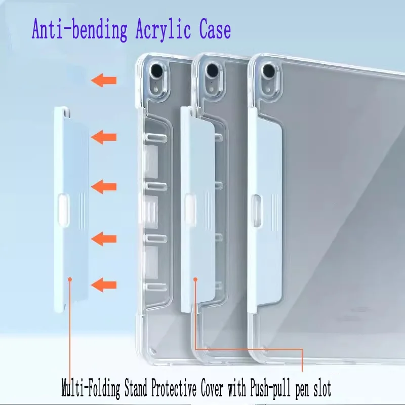 For IPad Pro 11 2024 5th 2022 10th 10.9 10.2 Pro 12.9 2021 2020 2018 Air 13 Air 5 Air 4 Crystal Transparent Case Drawer Pen Slot