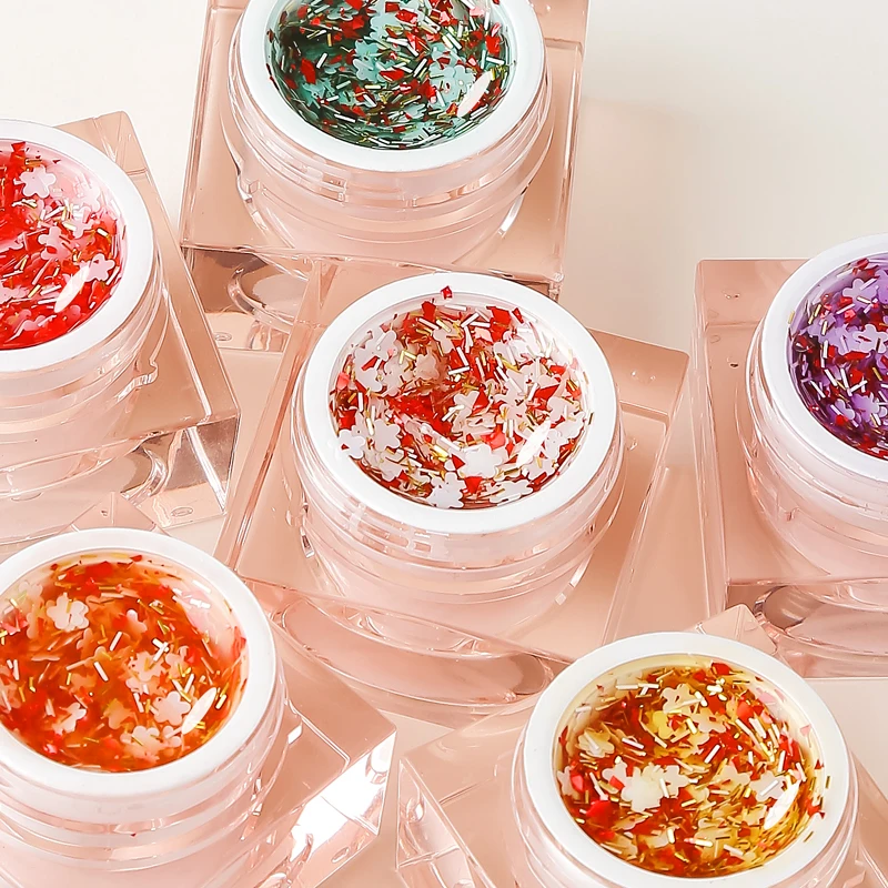 Glitter ดอกไม้สีเจลทาเล็บ6สี-ดอกไม้ Fairy Series Soak Off UV เล็บเจล DIY ภาพวาดเล็บวานิชสำหรับเล็บ