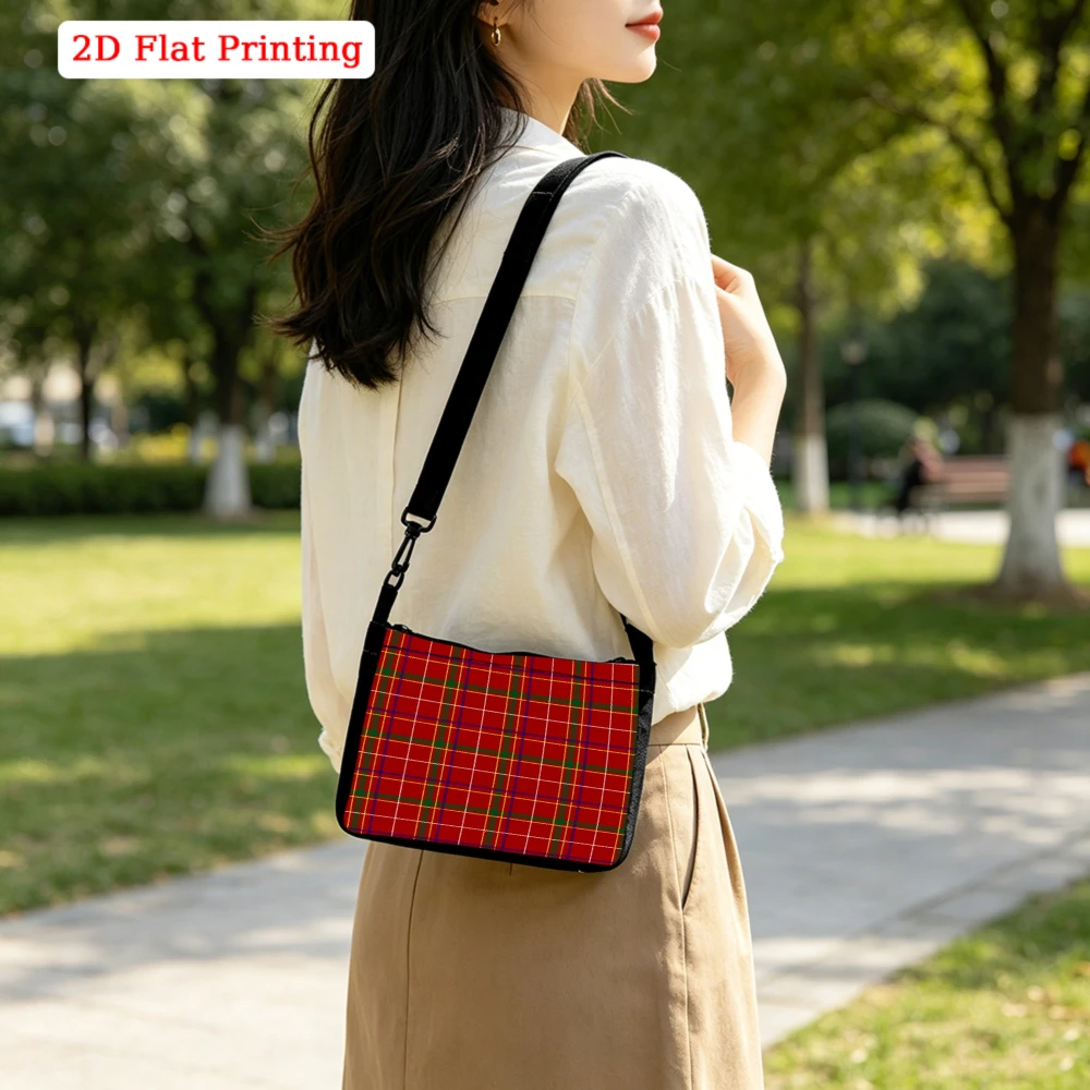 1pc Vintage Style Crossbody Bag Red Plaid 2d Flat Printing Shoulder Bags Casual Travel Daily Use Storage Portable Women Lightwei