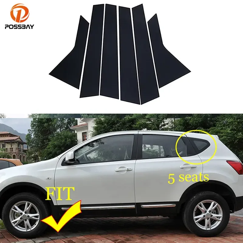 6Pcs for Nissan Qashqai J10 2008 2009 2010 2011 2012 2013 Door Window Pillar Posts Trim Molding Cover Kit Decorative Accessories