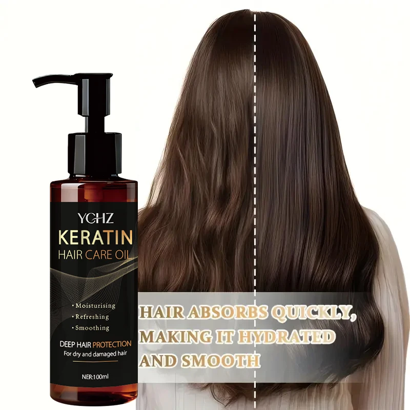 

Keratin Hair Oil, Nourishes and Protects Hair, Effectively Moisturizes and Cares for It, Instantly Makes Hair Shiny and Smooth, with a Charming Fragrance, Suitable for All Dry and Frizzy Hair Types