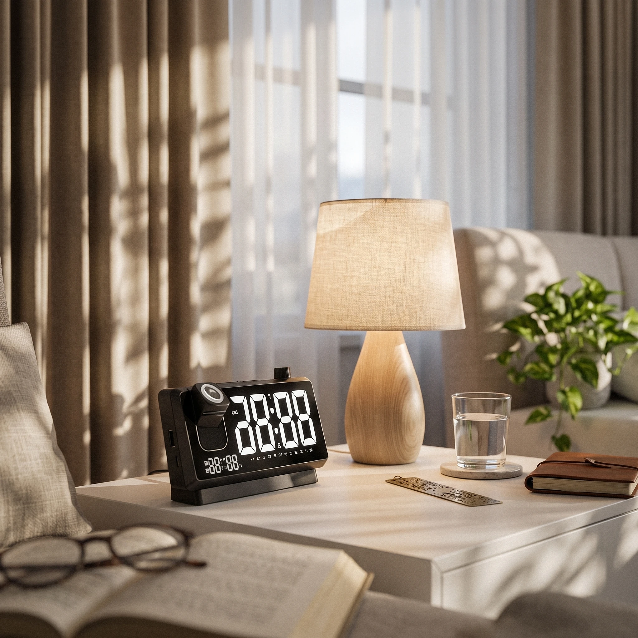 Time and Temperature Projection Clock Adjustable Brightness Projection Alarm Clock for Bedroom, Dorm Room