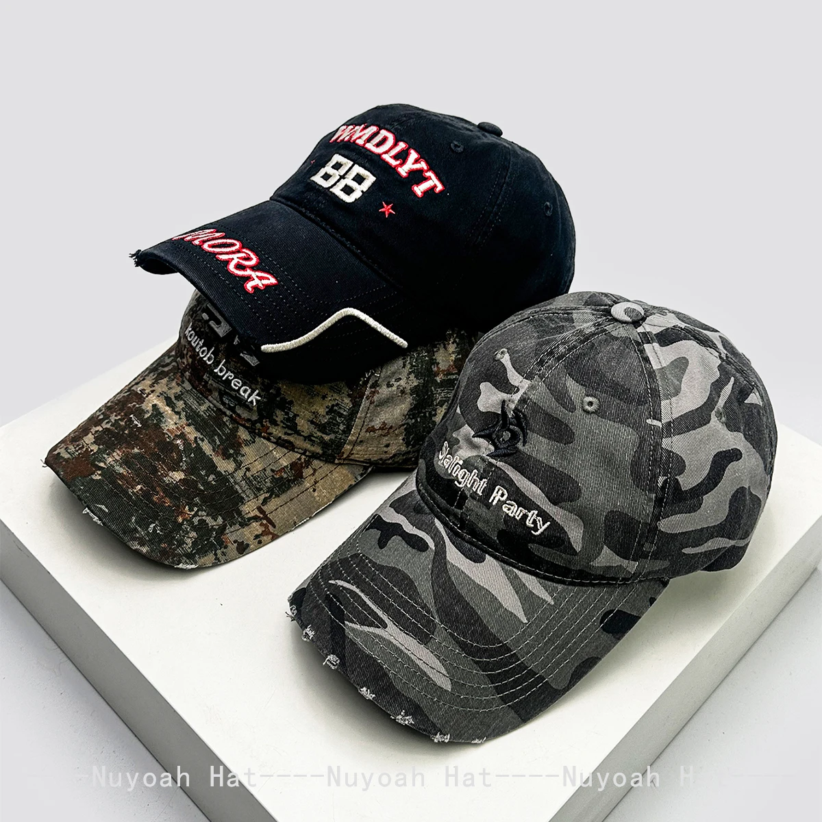 

New Men Women American Retro Camouflage Embroidered Letters Baseball Hats Sunshade Street Versatile Hip-hop Peaked Caps Fashion