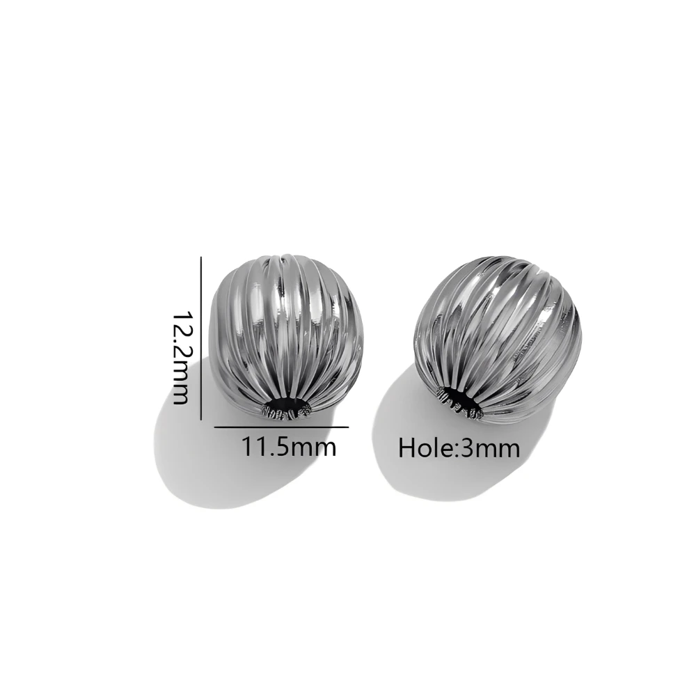 5 STKS Rvs 18 K Goud Grote Geribbelde Ovale Teardrop Vormen Losse Kralen voor DIY Armband Ketting Sieraden Maken Groothandel