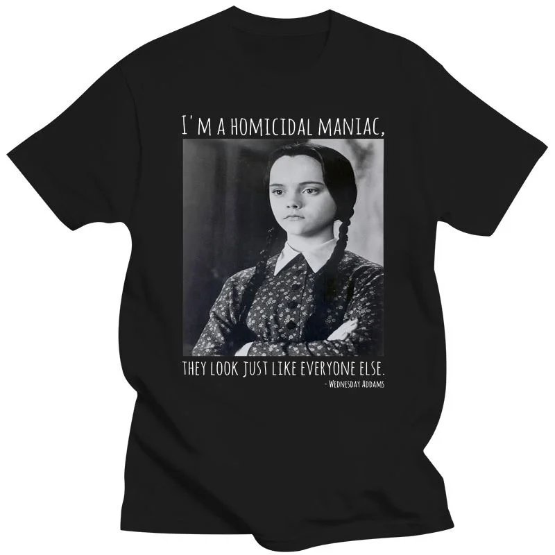 Batch1 Wednesday Addams Homicidal Maniac Halloween Fancy Dress Womens T-Shirt Big Tall Tee Shirt Streetwear