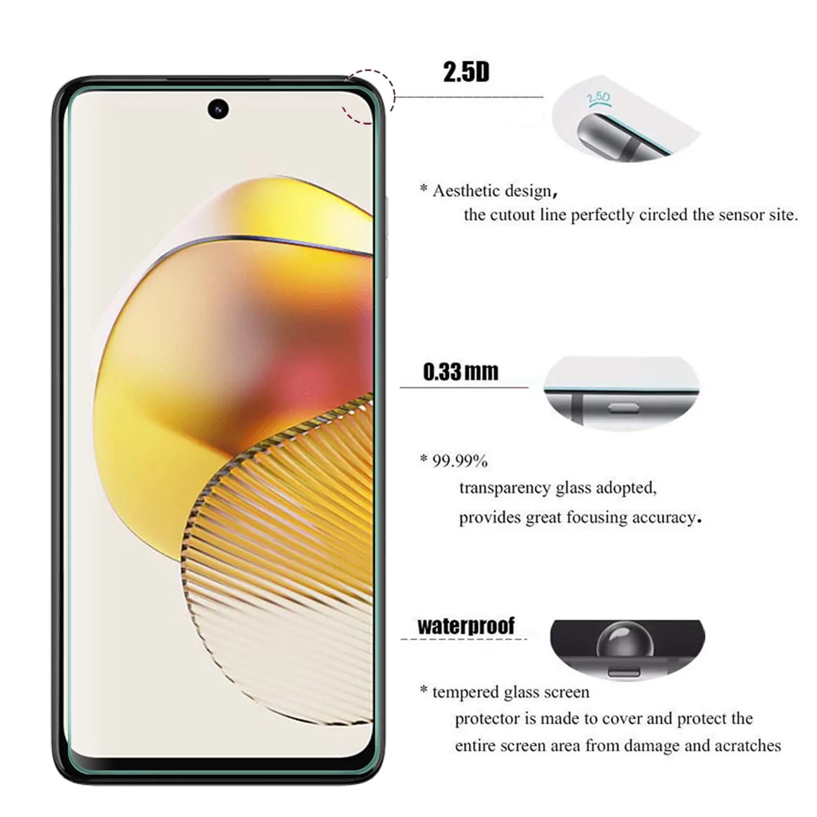 For Motorola Moto G14 Tempered Glass Screen Protector Crystal HD Clear Anti Spy Peep Privacy 9H Protective Scratch High Aluminum