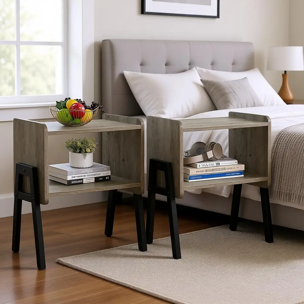

Складные прикроватные столики, приставные столики, прикроватные тумбочки с открытой полкой для хранения, для спальни, гостиной, цвет серо-бежевый