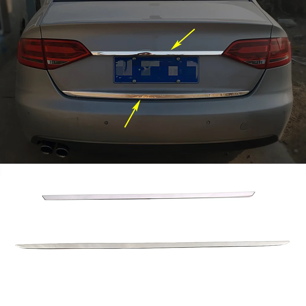 For Audi A4 B8 Sedan 2008 2012 Exterior Part Refit Styling Car Trunk Tailgate Strip Trim Stainless Steel Chrome Garnish Sticker