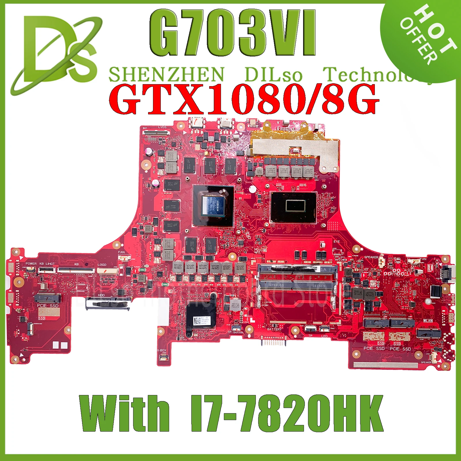 

KEFU G703V Motherboard For ASUS ROG G703VI Notebook Mainboard I7-7820HK GTX1080/8G 100% Working