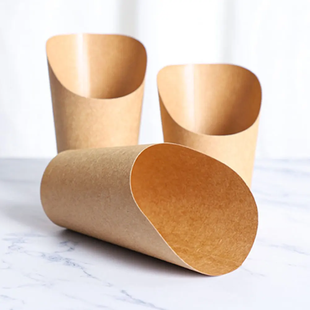 

100 Pcs Snack Cup Box Small Food Packaging Boxes Takeaway Container Popcorn Kraft Paper