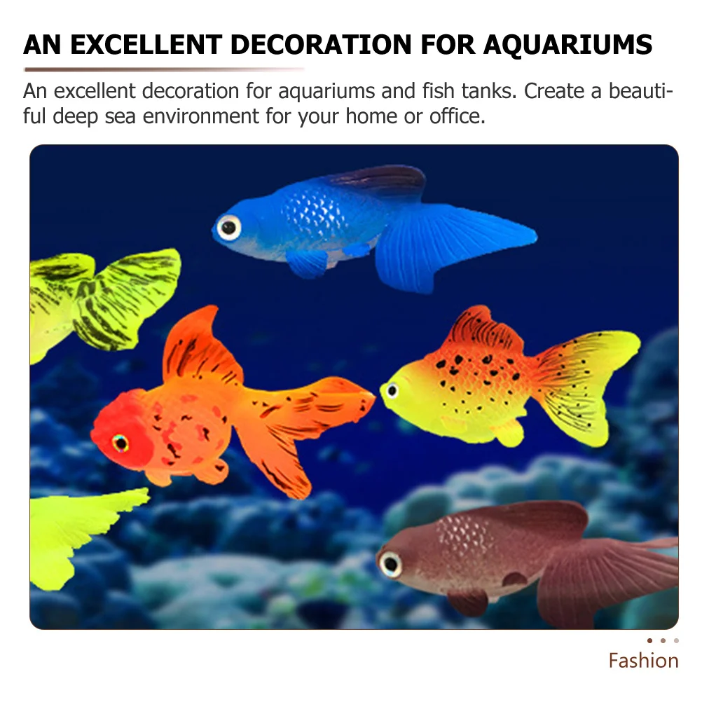 

2Pcs Simulation Goldfish Decoration for Fish Tank Silicone Luminous Waterproof Artificial Fish Decor Creative Home Office
