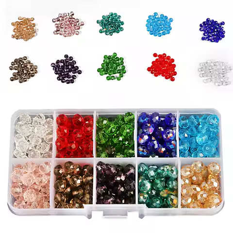 1 Set/Bag10 Grid 8mm Glass Crystal Wheel Beads Unique Loose Beads Handmade DIY Making Jewelry Headpiece Accessories Materials