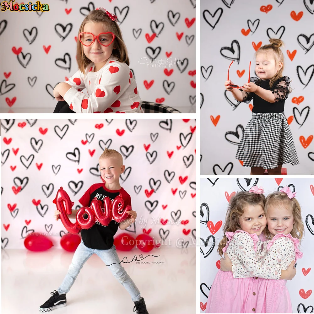 

Valentine's Day Backdrop Love Heart Doodle Wallpaper Romantic Holiday Party Background February 14 Kids Birthday Portrait Booth