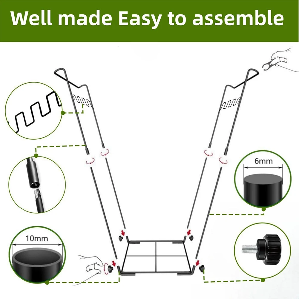 

Garden Trash Bag Holder with 4 Clips Outdoor Leaf Bag Support Stand Metal Garbage Bag Holder for Leaves Camping Yard Weeding