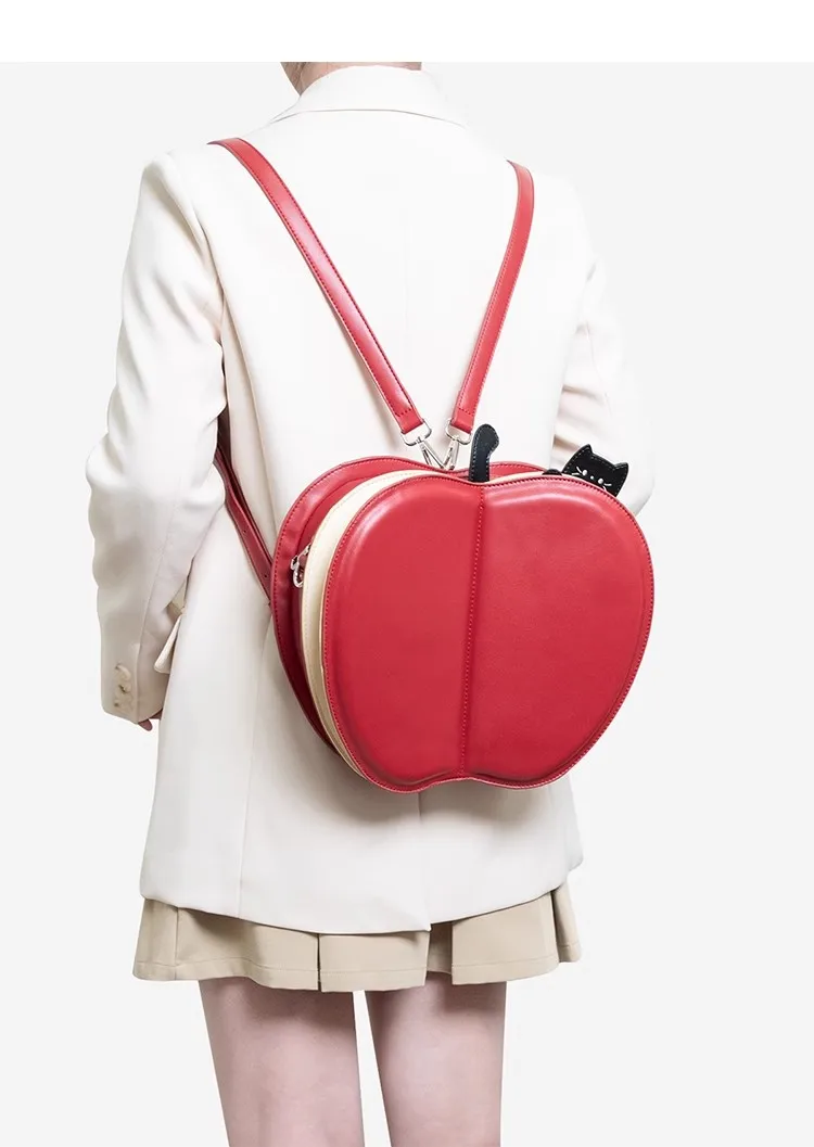 

Нишевый оригинальный рюкзак в форме яблока с вышивкой кота, сумка через плечо, милый студенческий персонализированный креативный рюкзак