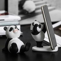 1pc Panda Figurines For Interior Universal Cell Mobile Phone Stand Holder Modern Resin Sculpture Statue Home Office Desk Decor