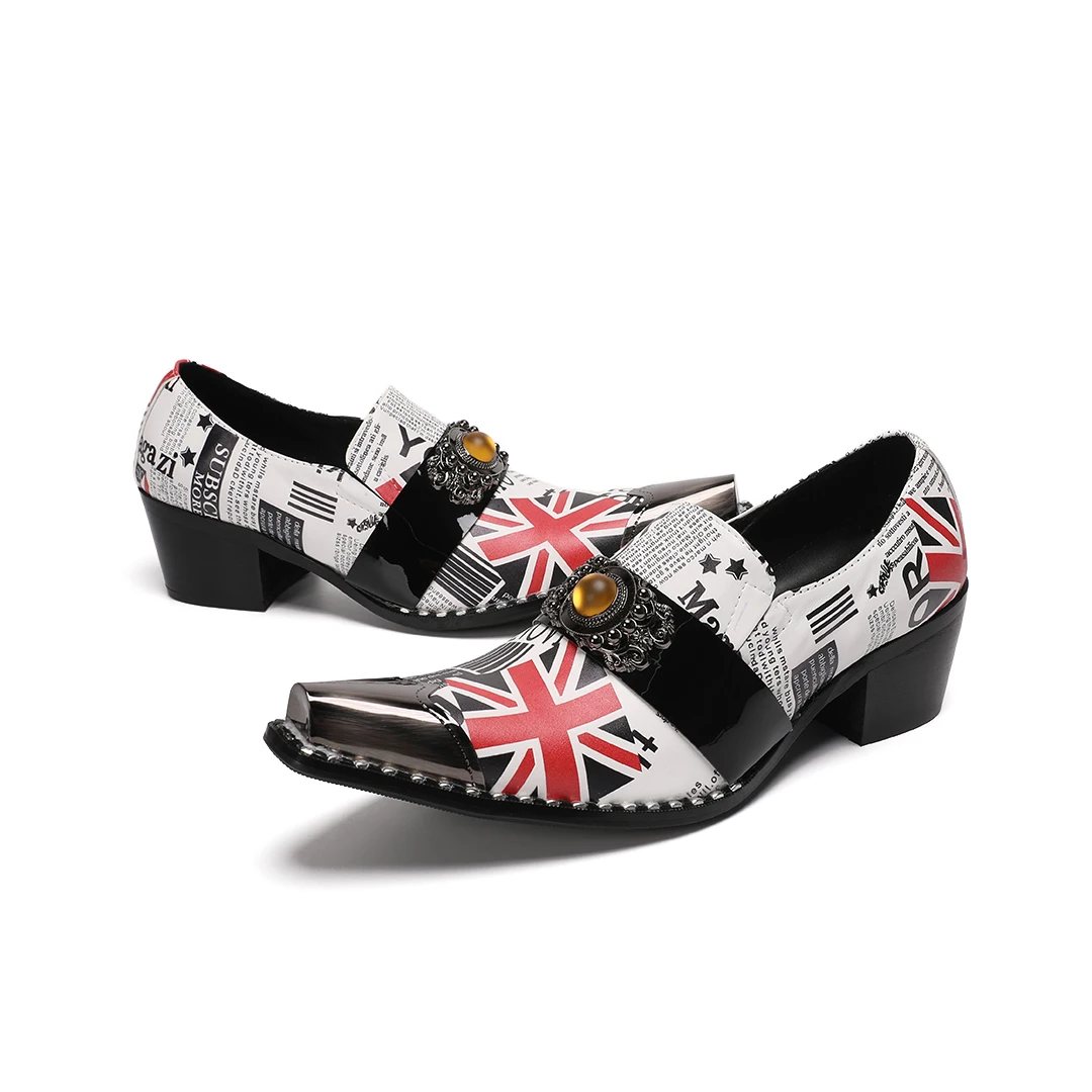 british Newspaper pattern genuine leather men brogue shoes plus size casual business shoes wedding evening party dress shoes