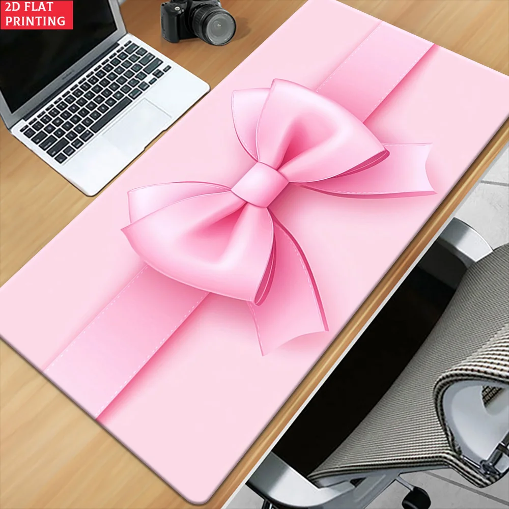 Brand Pink Bow Iron Art Mouse Pad XXL Large Non Slip Rubber Base 2D Flat Pattern Gaming Office Desk Decor Multi Functional