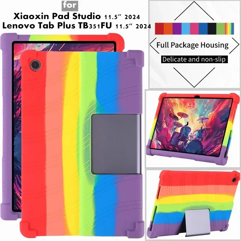 

For Lenovo Tab Plus TB351FU 11.5" 2024 Case Protection Silicone Adjustable Shockproof Cover for Xiaoxin Pad Studio 2024 11.5"