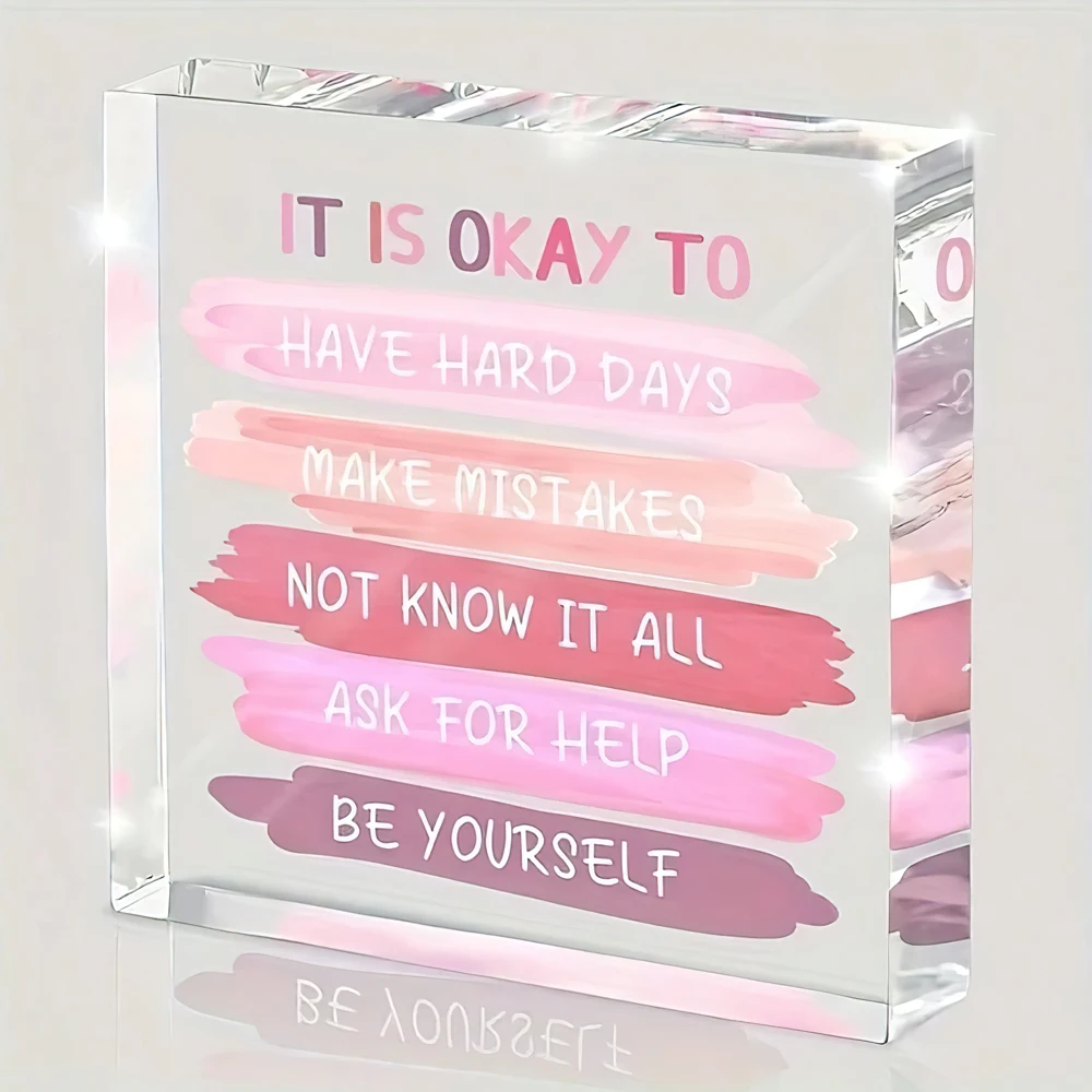 Panneau de citation autoportant transparent, affirmations de coupure de pinceau rose pour bureau, salle d'étude ou de conseil, 1 pièce |   Décoration d'intérieur, cadeaux pour enseignants,