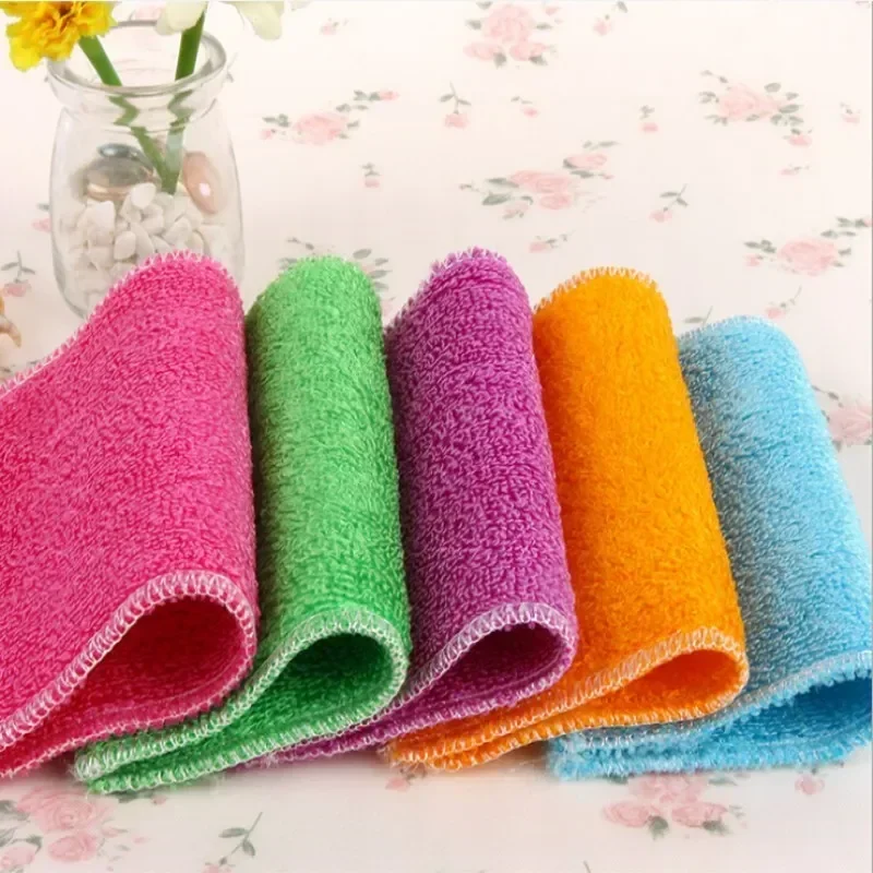 Cleaning Rags Dish Cloths Bamboo Microfiber High Efficient Anti-Grease Washing Towels Kitchen Accessories Lazy Wiping Tools