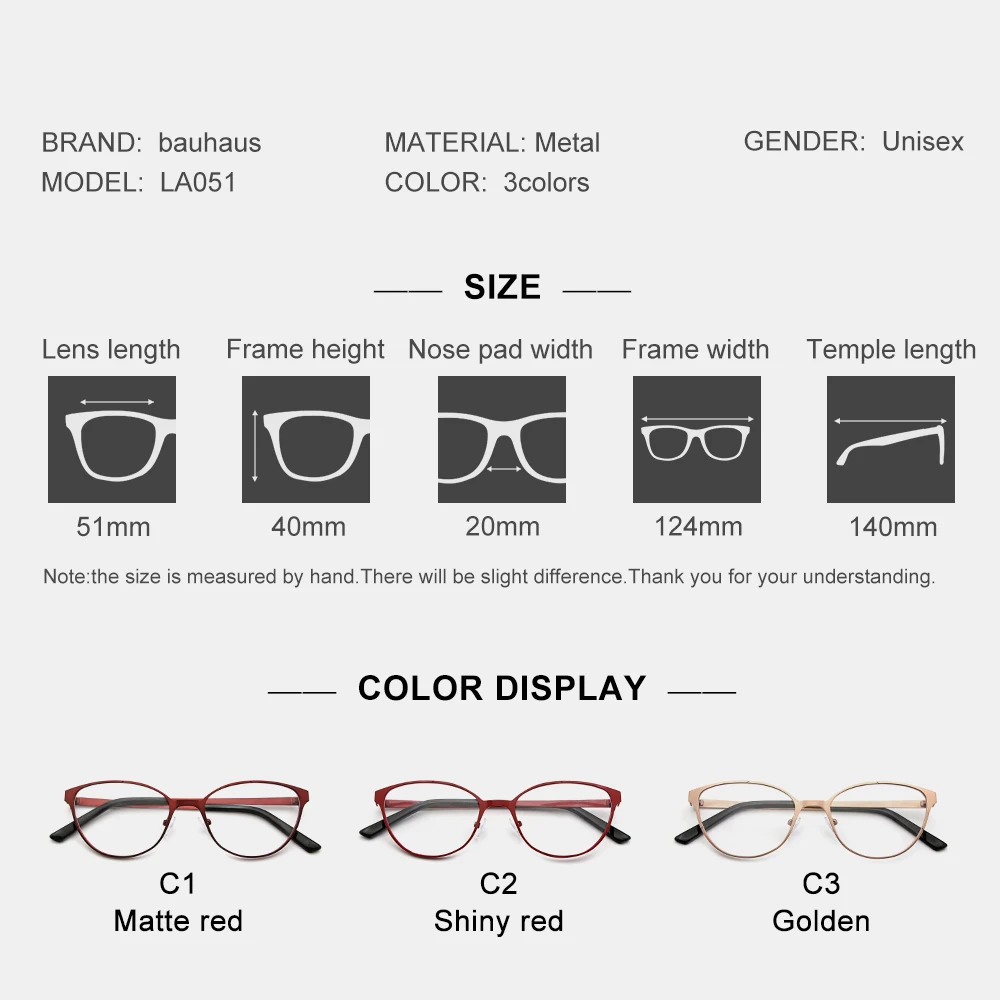 LA051 Fashion Cat Eye Designer Metal Frames Classic Fashion Full Frame Eyeglasses For Women Decorative glasses