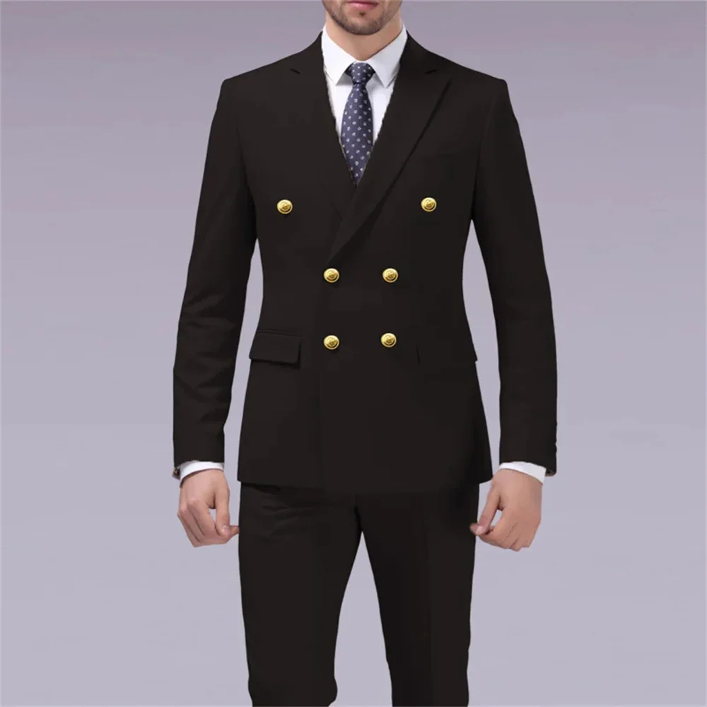 

Высококачественный мужской костюм Slim Fit: роскошный свадебный смокинг, модный мужской пиджак и брюки, комплект из 2 предметов для деловых встреч