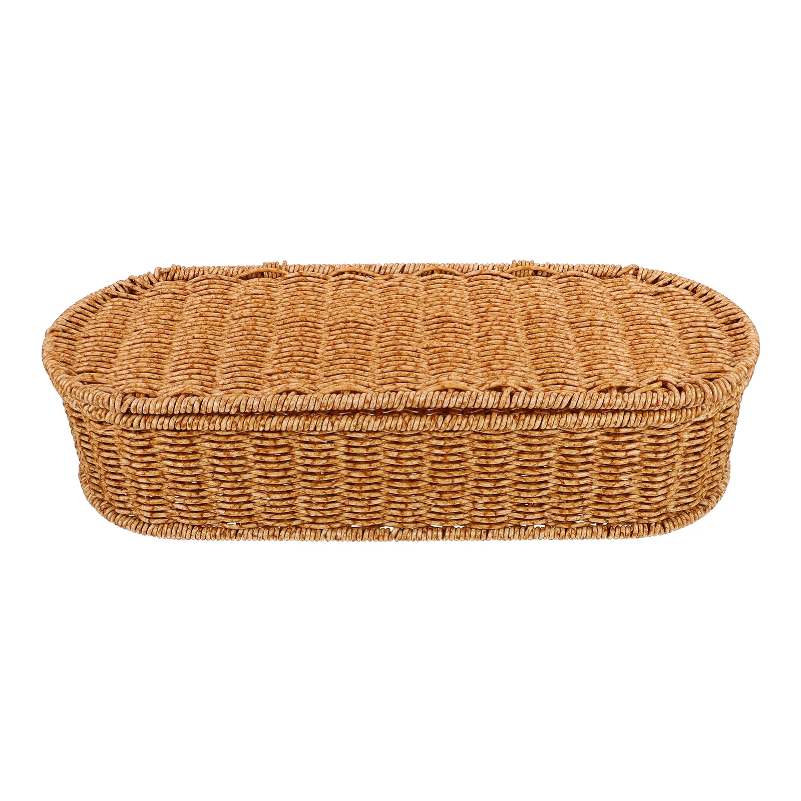 Imitation Rattan Box Large Retro Woven Basket Desktop Organizer Sundries Holder Portable Home Decor Container Gifts
