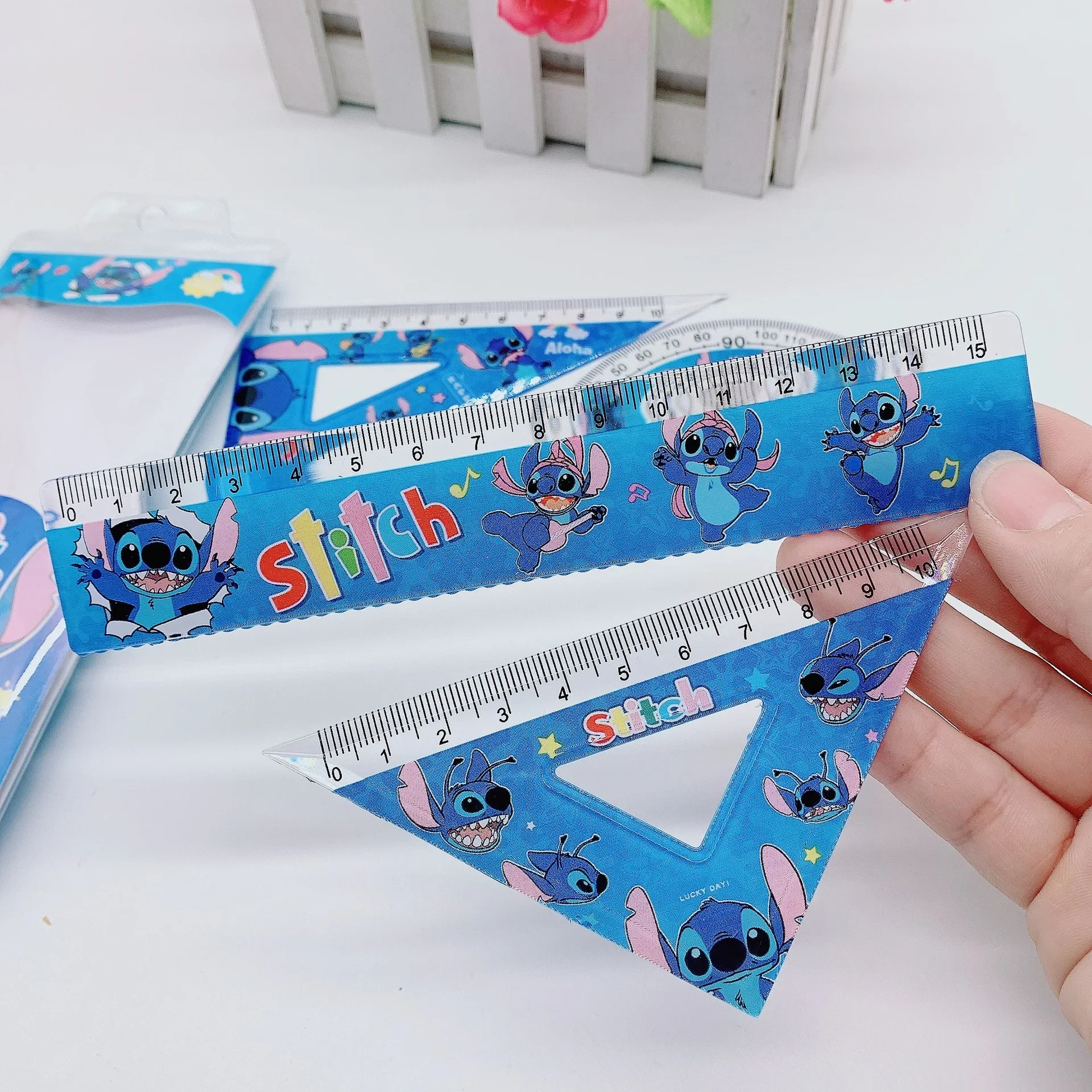 4 stücke Stich kreative Lineal Set Stich Student Studie Briefpapier Lineale Dreieck Winkelmesser Set Schul bedarf Großhandel Kind Geschenk