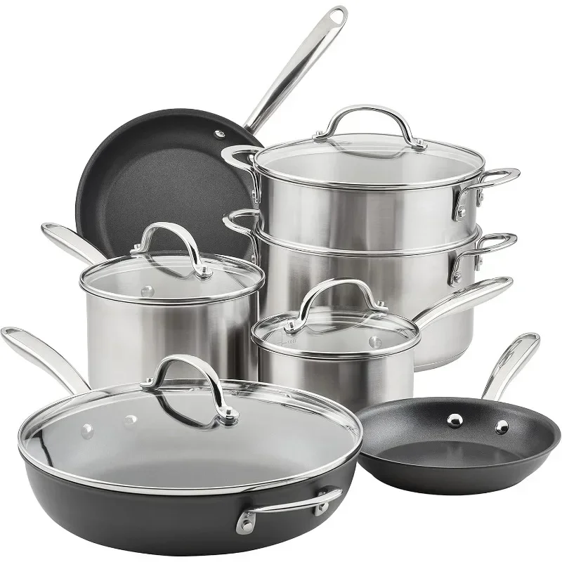 

Professional Stainless Steel/Hard Anodized Nonstick Cookware Set for A Variety of Meal Prep