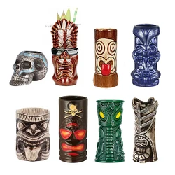 Tiki mugs cocktail Ceramic Tiki Tumblers - tiki bar professional drinkware - hawaiian party barware