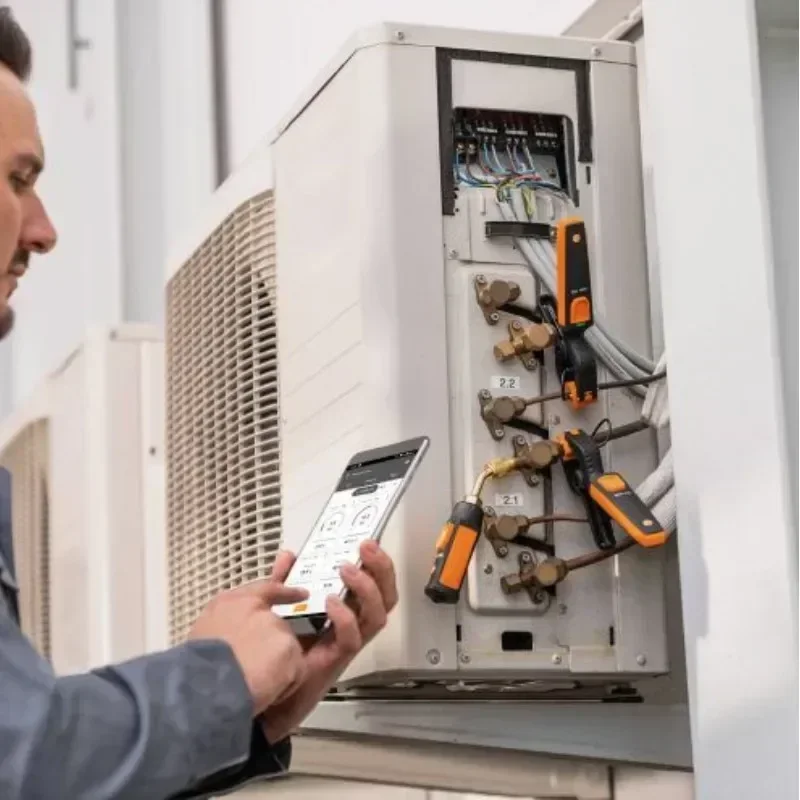 Testo 549i و115i مقياس الضغط العالي الرقمي المنوع ومقياس الحرارة بمشبك الأنابيب الذي يعمل عبر مقياس الهاتف الذكي المنوع