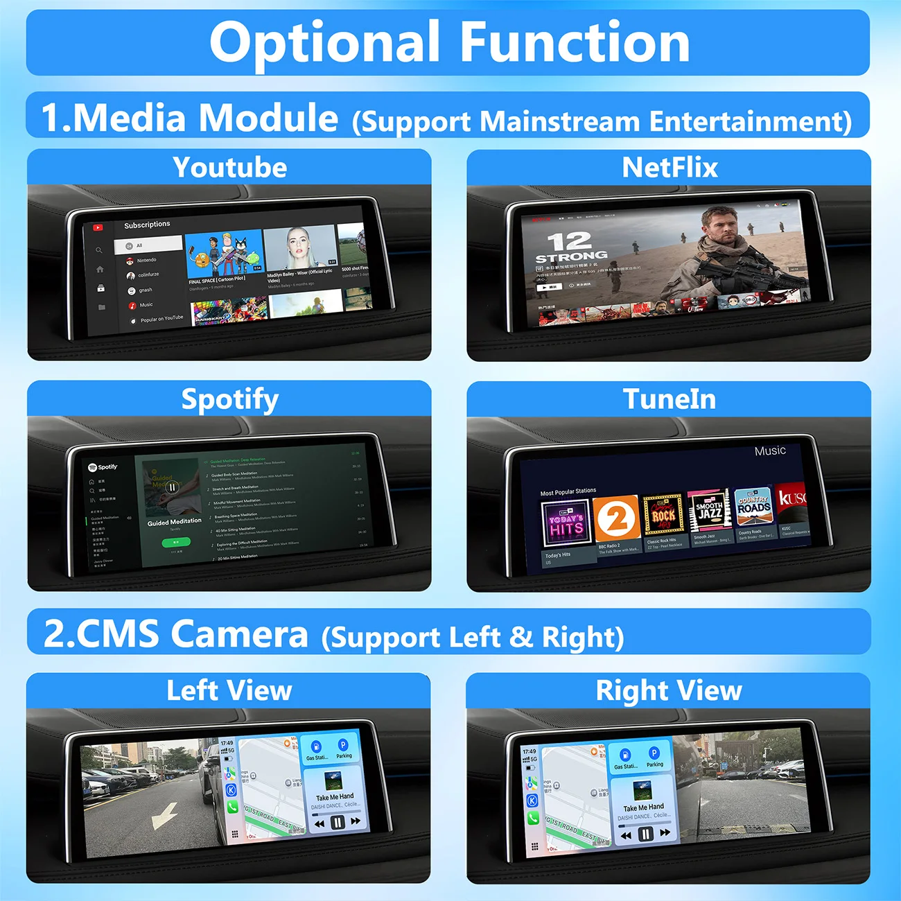 CarPlay اللاسلكي لنظام BMW NBT 1 2 3 4 5 6 7 Series X1-X6 F10-F56 مع Airplay MirrorLink CMS يدعم YT NF عبر الإنترنت