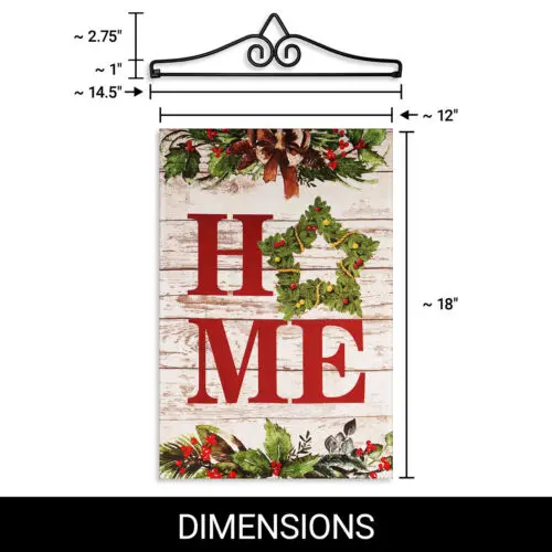 Hanger 14IN & Garden Flag Home Wreath on Rustic Wood 12x18IN Printed DS Blockout