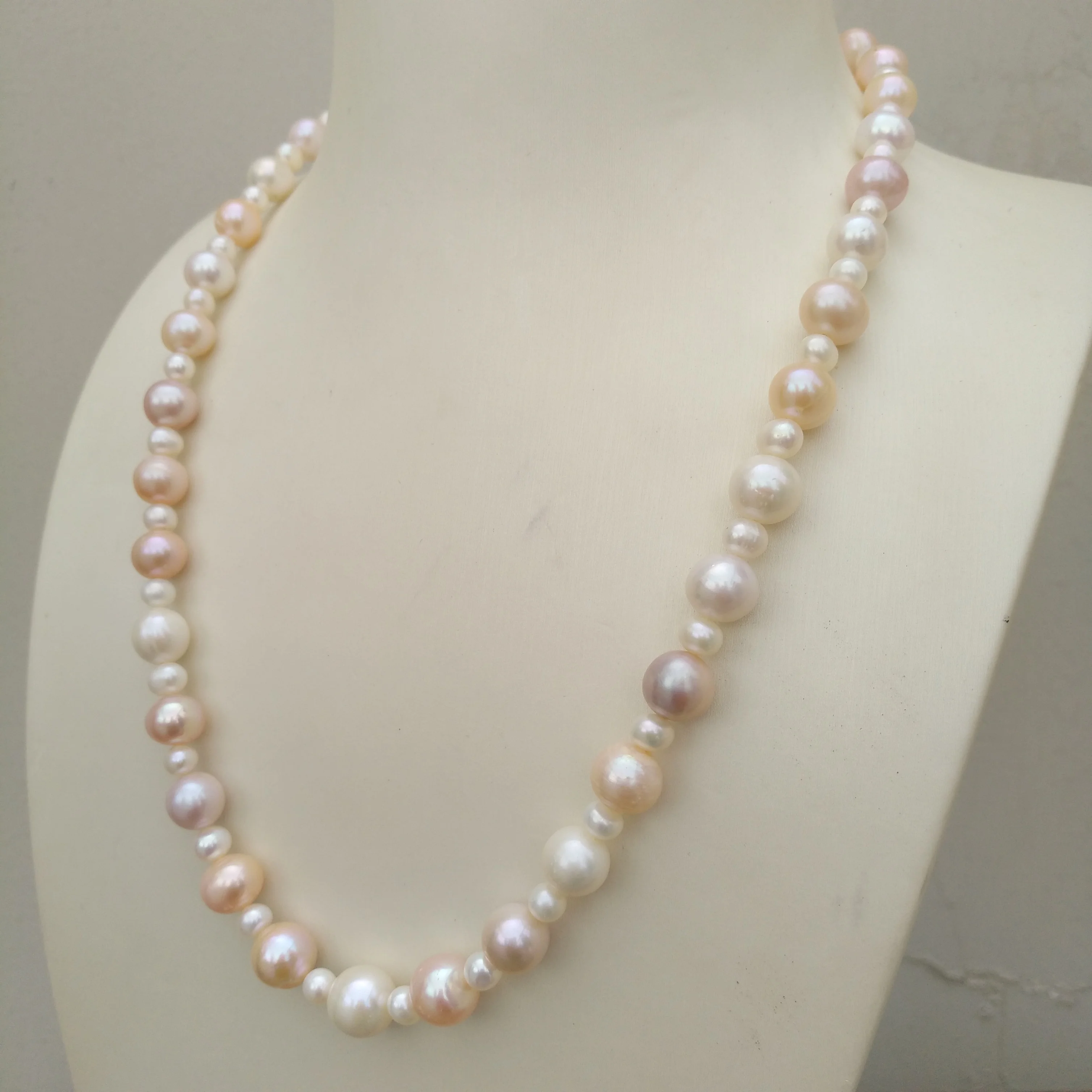 18in New Design Natural South Sea Real White 4-5mm/Multicolor 8-9mm Pearl Necklace  For customization, size, length, please con