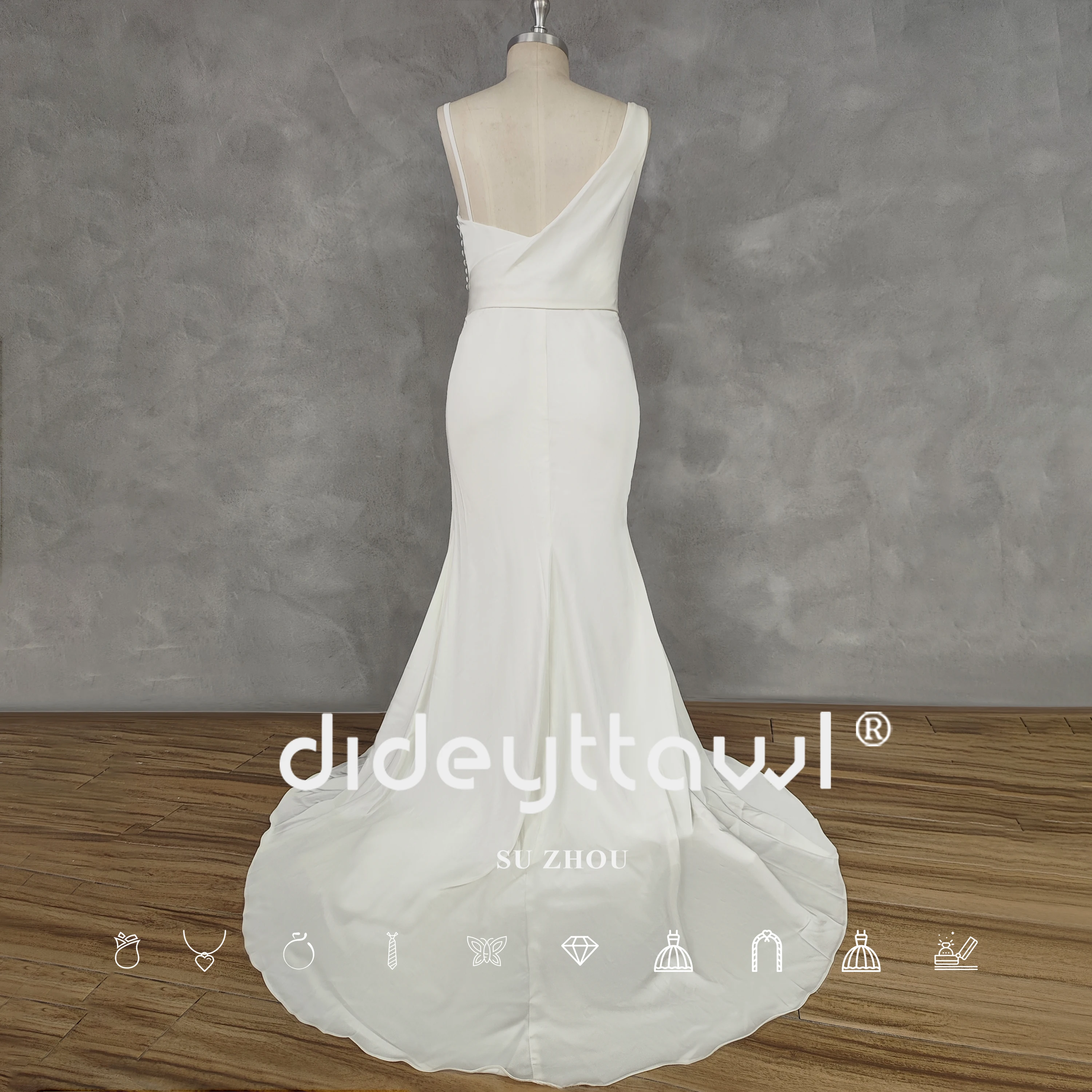 DIDEYTTAWL Real Picture Simple Sleeveless Pleats Mermaid Wedding Dress High Side Slit Open Back Bridal Gown Custom Made