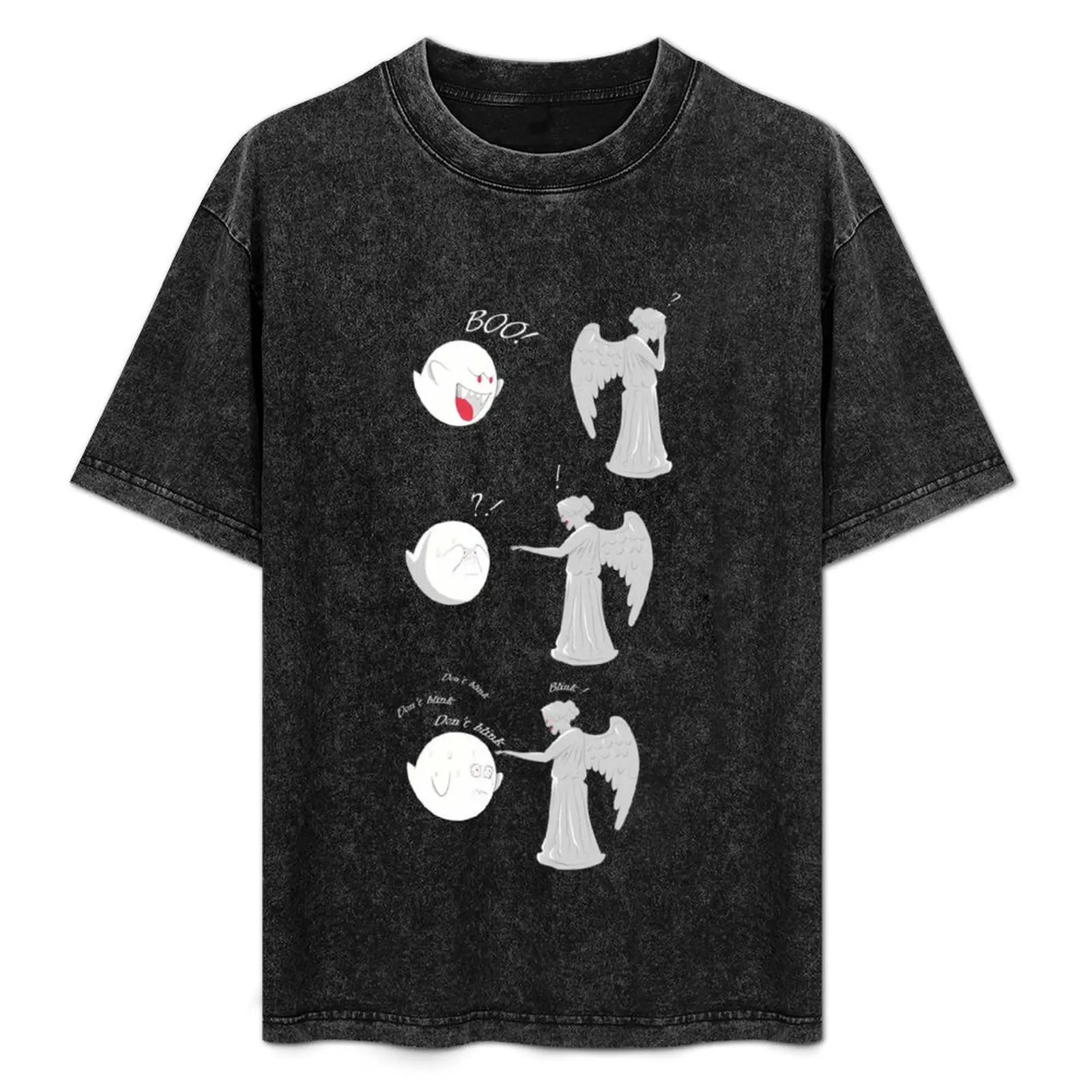 

boo vs Weeping angel ! don't blink! \t T-Shirt High Quality Durable T-Shirt