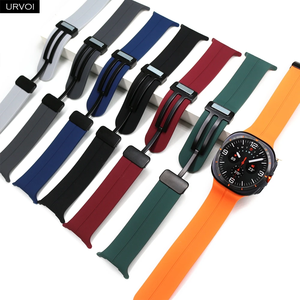 URVOI Strap for Galaxy Watch Ultra 2 / 1 (2025) 47mm Silicone Band with Magnet D-Buckle One-Click Button Easy Wear Wristband