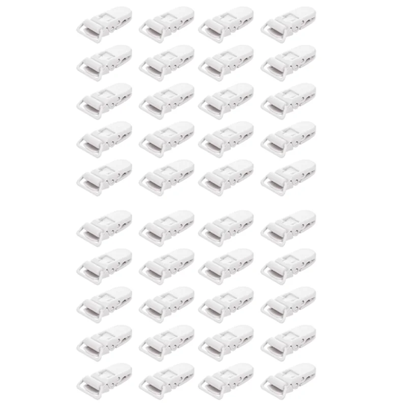 B78B-40Pcs طفل أطفال على شكل حرف T مشابك لهاية بلاستيكية مهديء دمية نمط شارة حامل أبيض