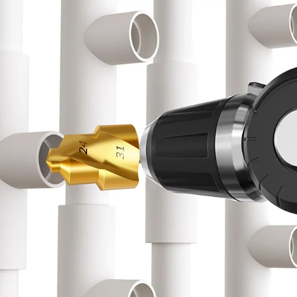 High Speed Steel Spigot Reamer Hexagonal Shank PPR Plastics Pipes Reaming Bit Spigot Expander Practical Drill Bit Tool