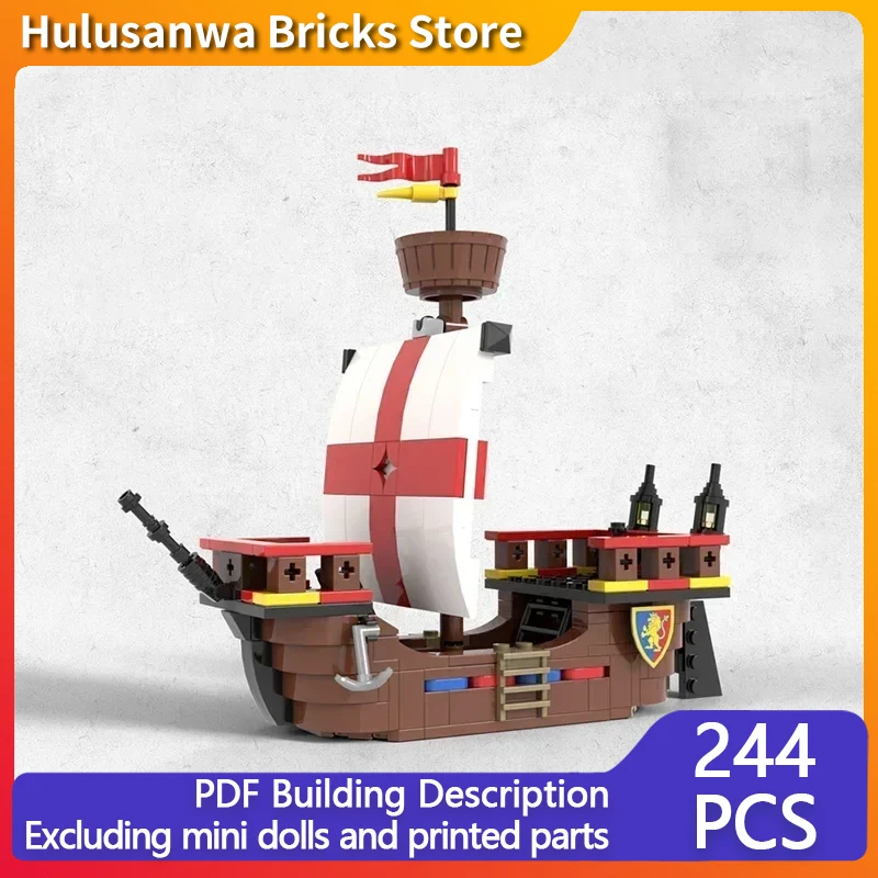 Medieval Military Boats Model MOC Building Bricks A Castle Ship Modular Technology Gifts Holiday Assemble Children Toys Suit