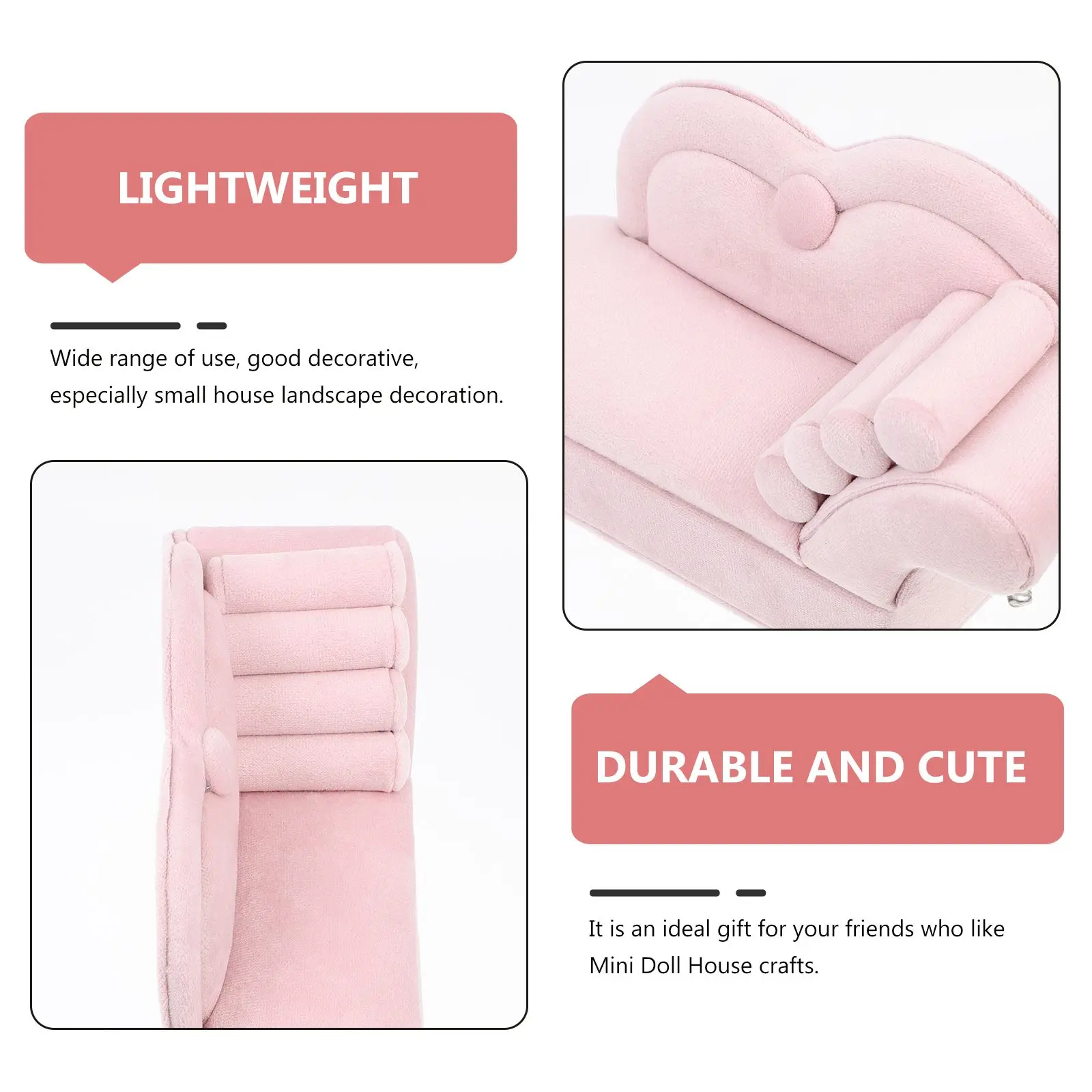 Roze Mini Sofa House Decor Miniatuur Meubels Fluwelen Sieradendoos Opslag Warme Scène Accessoires Mini Craft Decors