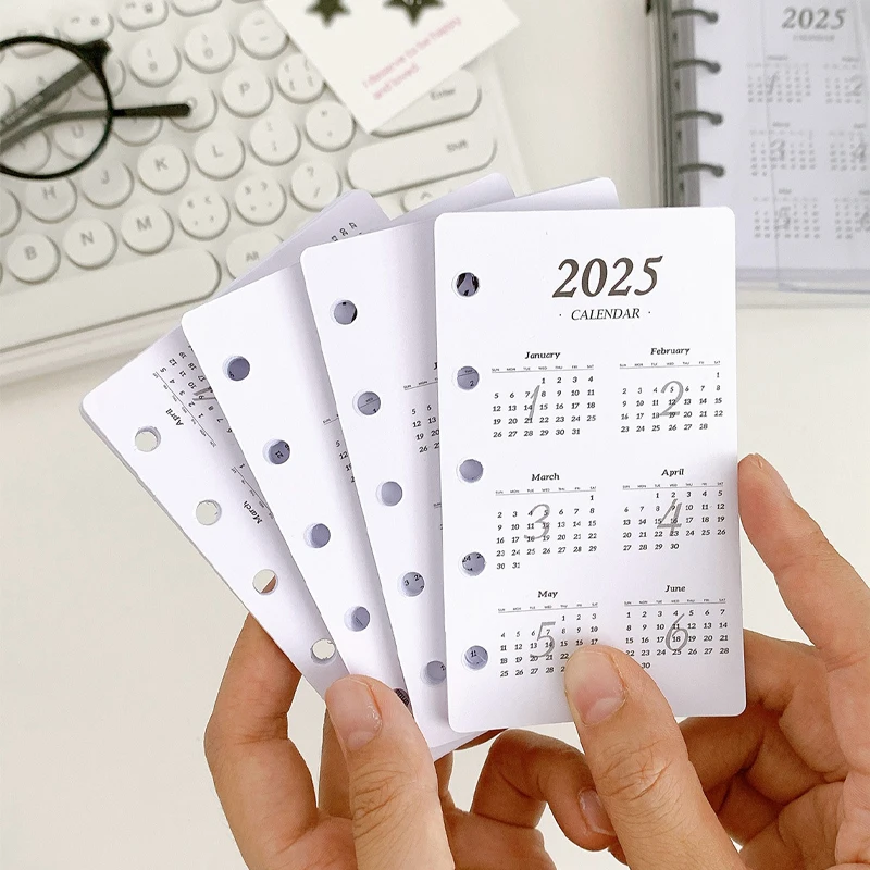 

2025 Calendar Notebook Dividers Mini 5 Holes Loose-leaf Binder Dividers Transparent Journal Planner Bookmarks Agenda Note Pads