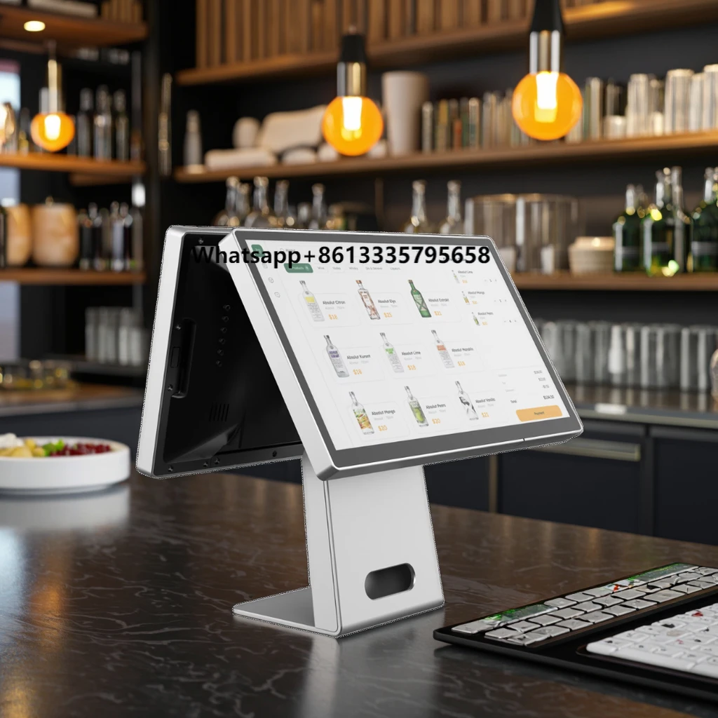 

Dual Screen Folding POS Payment Tablet 58mm Capacitive Touch Panel Checkout Counter 1D/2D Scanner Thermal Printer Compatible PC