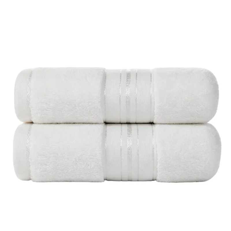 2PCS Ultra-Soft Thick Cotton Bath Towels High Absorbency Quick-Dry Adult Bathroom Accessories Wash White Blue Grey Pink Khaki