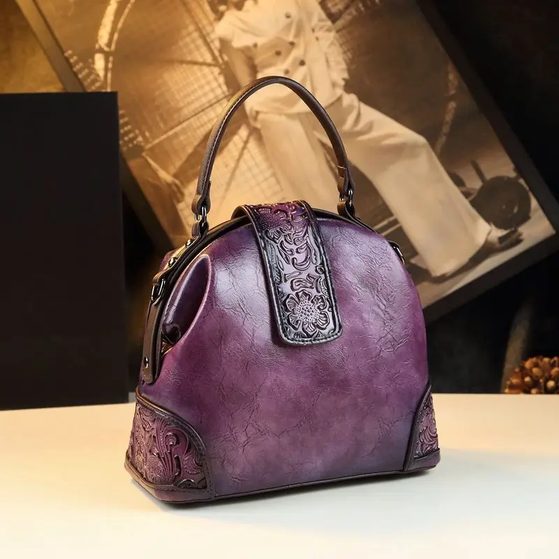 

Designer Brand Retro Embossed Dumpling Bag Leather Handcrafted Cowhide Handbag Shoulder Cross-body Bags for Women