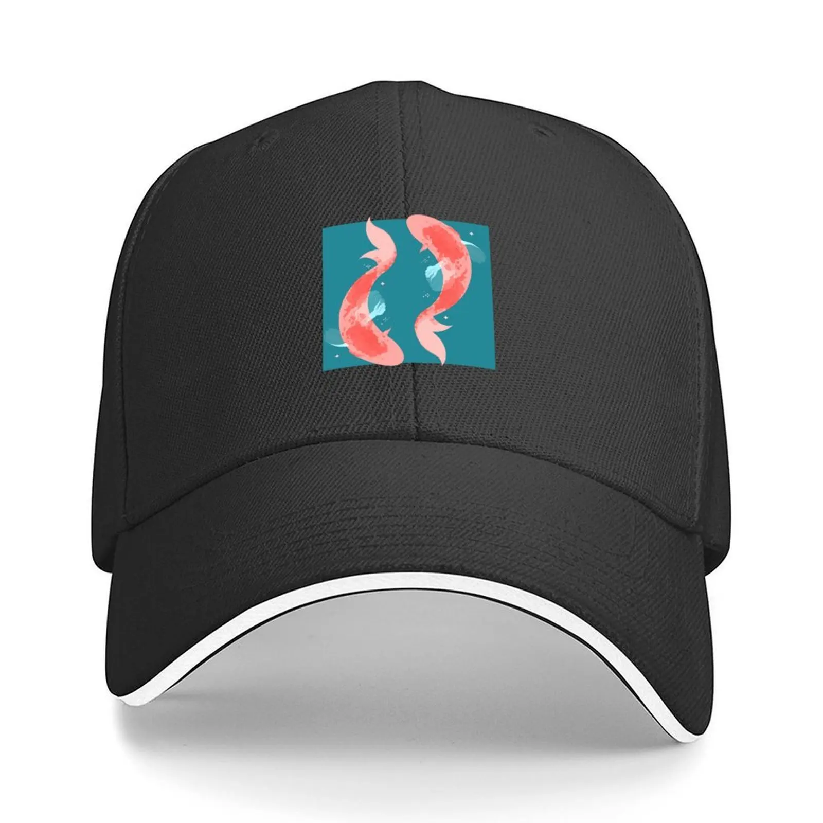 

Quartz Coral Koi Fish Baseball Cap Visor sailor cap for men Sunscreen Anime Hat Trucker Hats For Men Women's