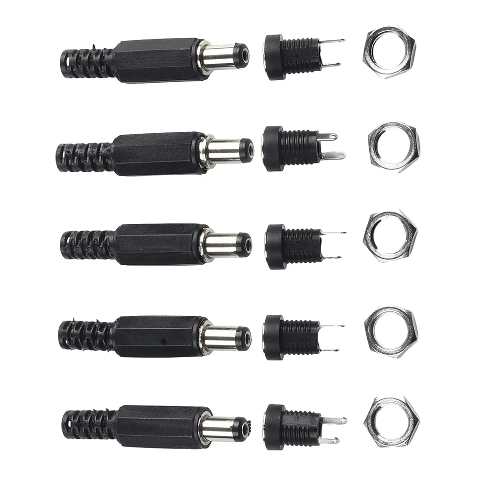 Power Connection Cable For Devices Extended DC Connector Black And Silver Panel Mount Connector Male Connector Length 13mm