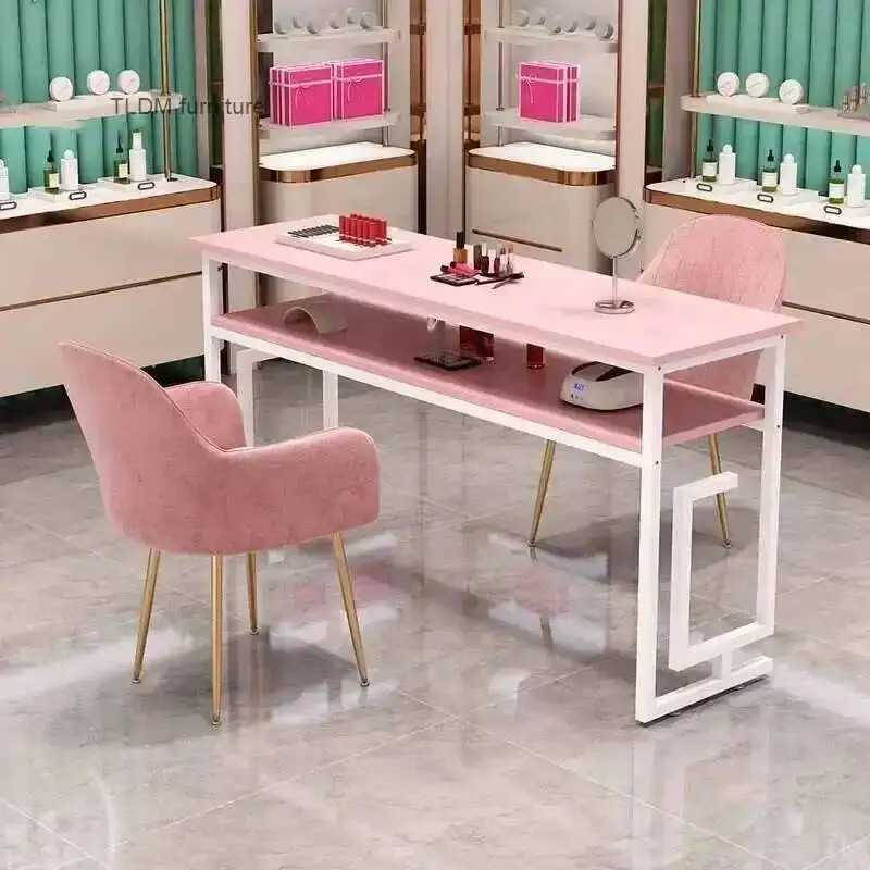 

Modern Minimalist Nail Tables Salon Furniture Single Double Manicure Tables Chair Set Light Luxury Professional Manicure Table